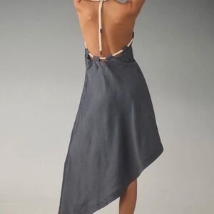 Anthropologie Asymmetrical Dress in Navy and Beige